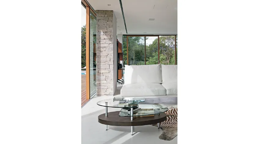 Tavolino in metallo con piani in vetro e legno Idra di Target Point moderno