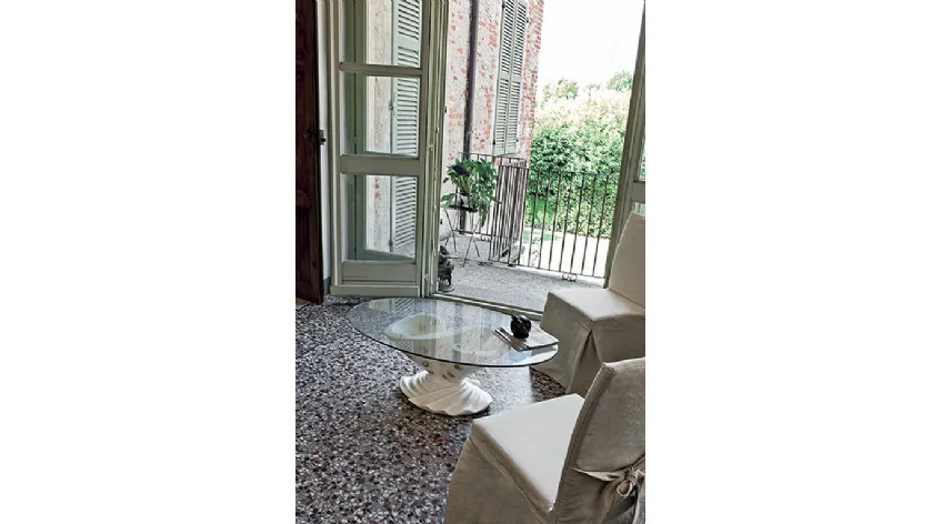 Tavolino classico in pietra e vetro Barocco con dettagli dorati di Target Point
