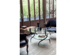 Tavolino classico con piani in vetro e struttura in ferro battuto sinuoso Giotto di Target Point