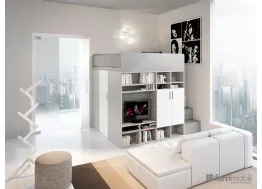 Cameretta di design effetto legno bianco/grigio e laccato grigio di Ferrimobili