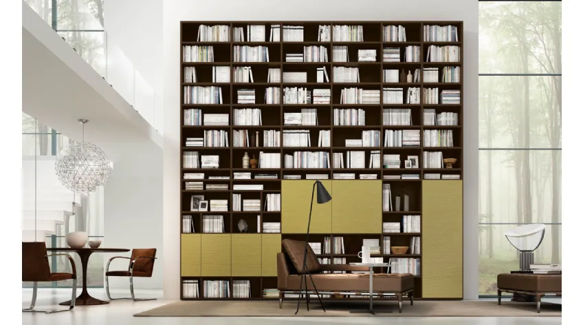 Libreria in laminato con sportelli e forma regolare moderno