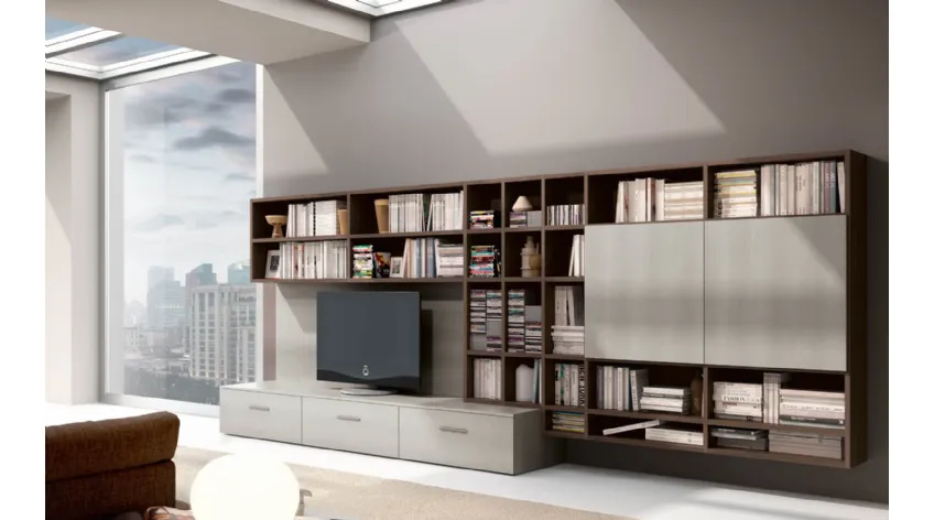 Libreria con porta tv e cassetti