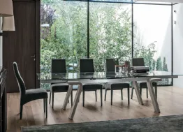 Tavolo di design Omnia allungabile in vetro e laminato di Target Point