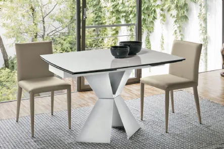 Tavolo di design allungabile in vetro e metallo Poseidone 120 di Target Point