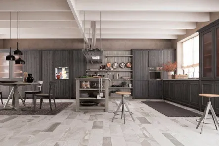 Cucina ad angolo rustica in legno M02 di Scandola