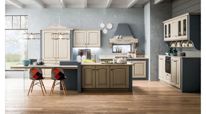 Cucina shabby in legno massiccio  Comp 01 di Arrex